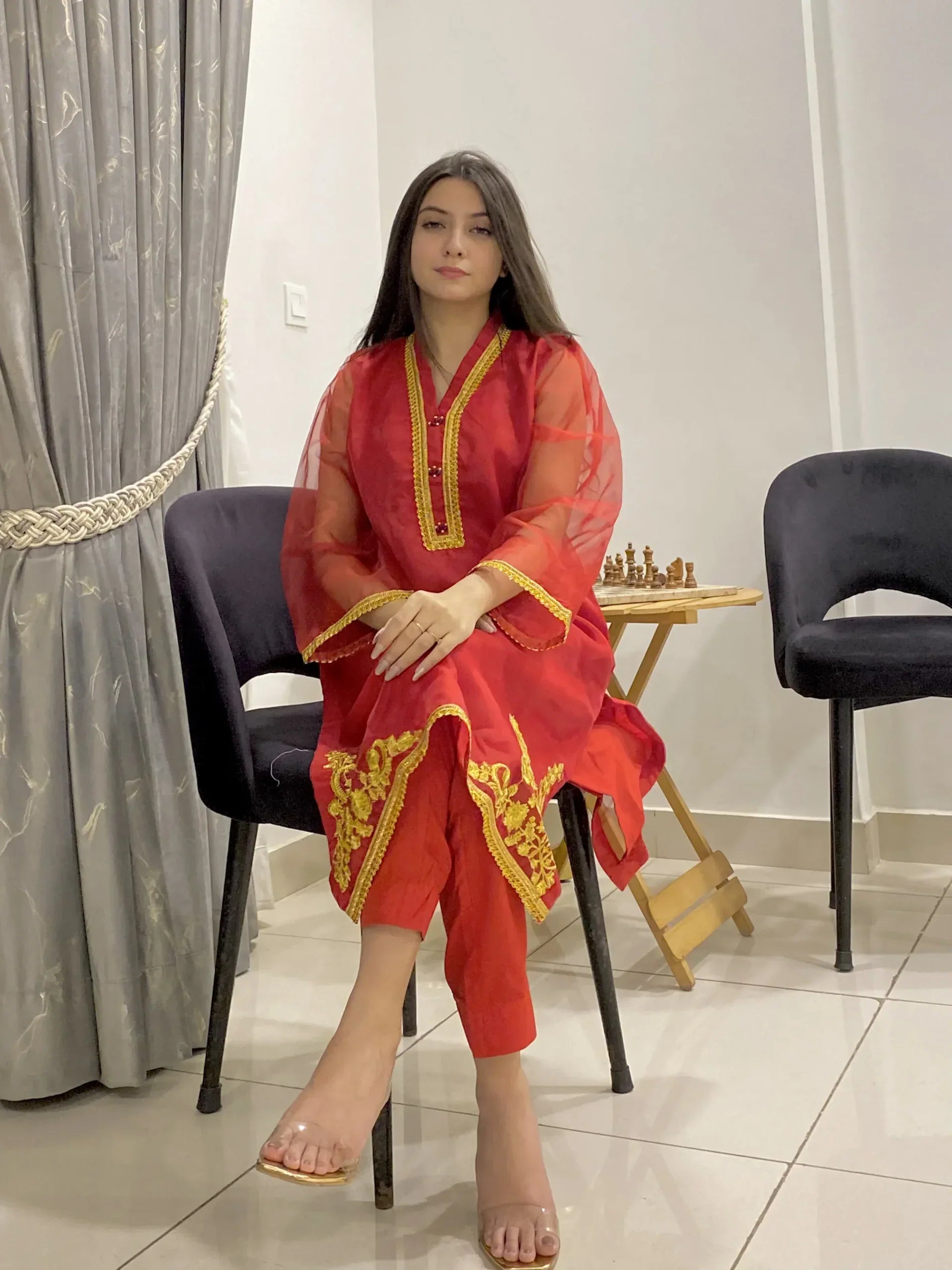 Urban Cut Embroidered Laurex Work Stitched Suit Linned 2 Piece