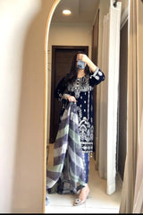 3 PIECE - EMBROIDERED VELVET SUIT 133K - Dressline Fabric
