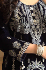 3 PIECE - EMBROIDERED VELVET SUIT 133K - Dressline Fabric