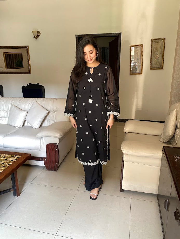 Urban Cut 2 Piece Chikankaari Embroidered Suit  ( linned)