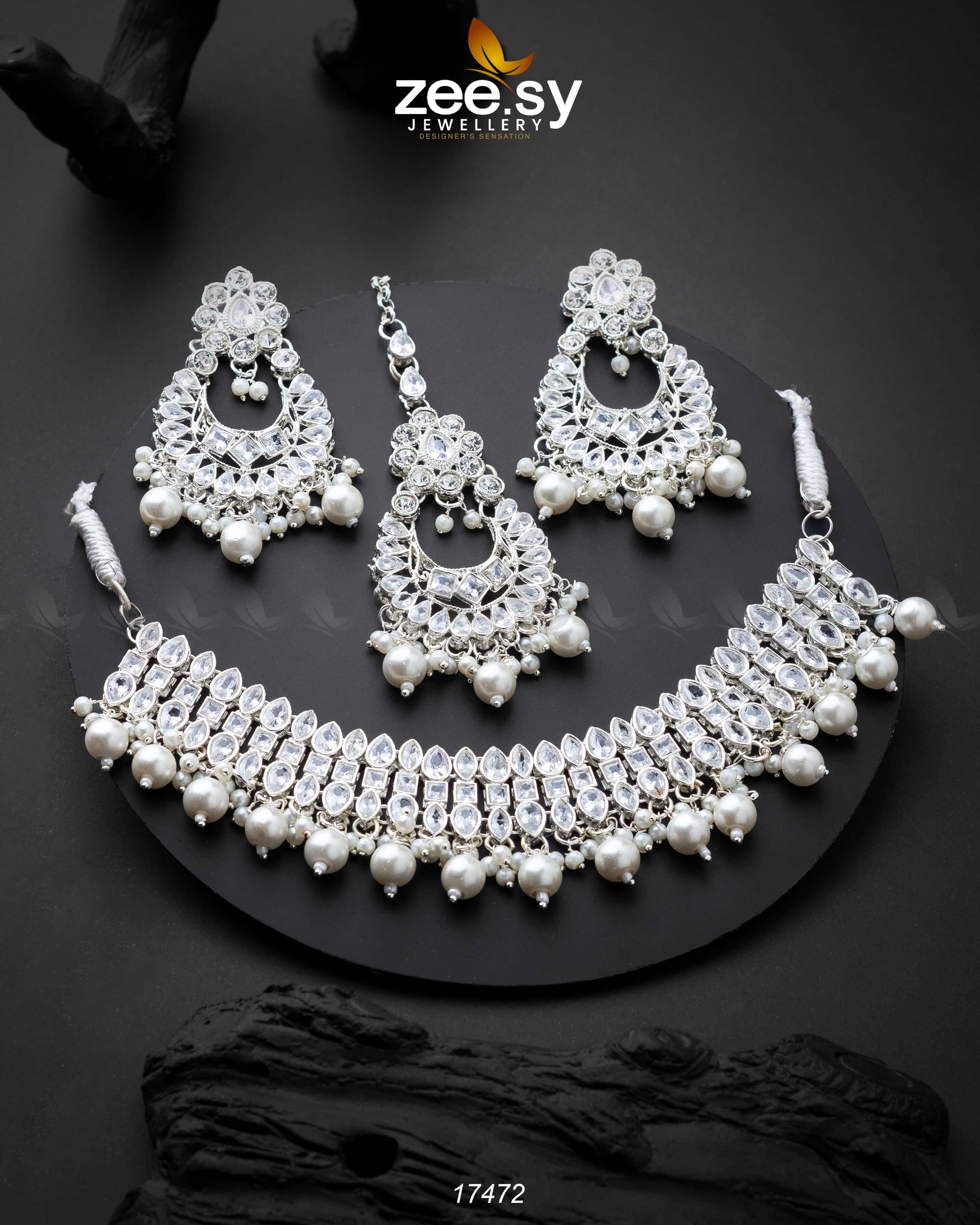 Elisa Silver Necklace White - Zeesy Jewellery
