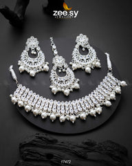 Elisa Silver Necklace White - Zeesy Jewellery