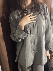 Urban Cut Garment-Dyed Cotton Co-Ord Set – Oversized Shirt & Wide Pants