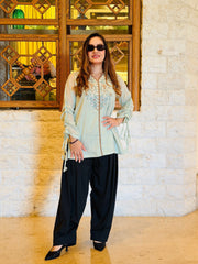Urban Cut Embroidered Paper Cotton 1-Piece Shirt-C0301