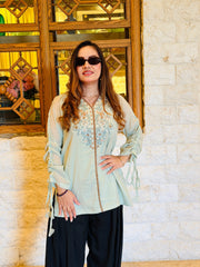 Urban Cut Embroidered Paper Cotton 1-Piece Shirt-C0301