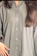 Urban Cut Garment-Dyed Cotton Co-Ord Set – Oversized Shirt & Wide Pants