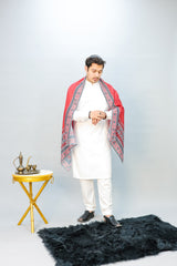 Tng By Md-Ajrak Mosaic Stole | Redish | Men