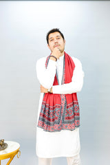 Tng By Md-Ajrak Mosaic Stole | Redish | Men