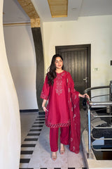 Spring Edit'25 By Mannat Clothing Stitched Collection-Carmine