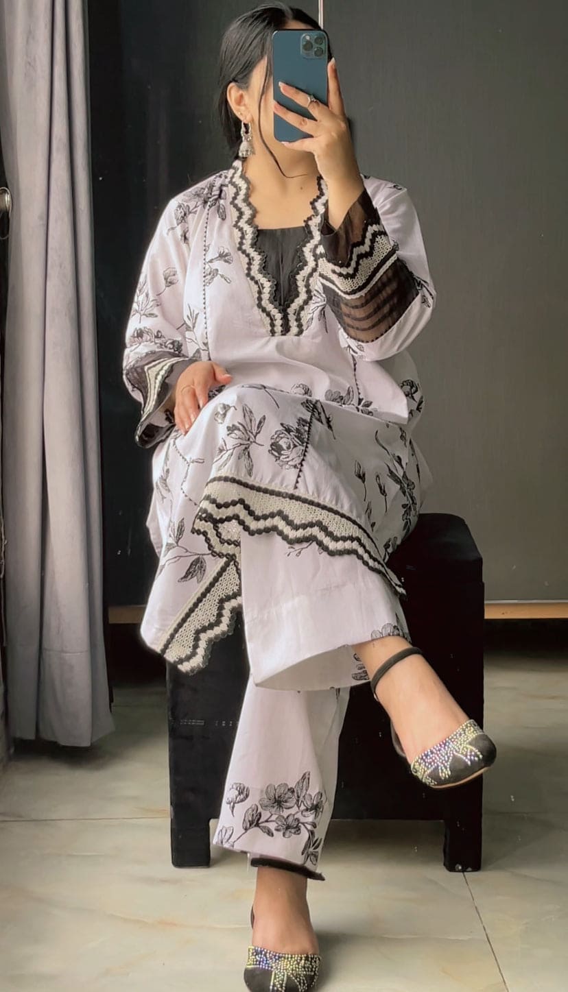 Urban Cut 2 Piece Cotton Embroidred Suit