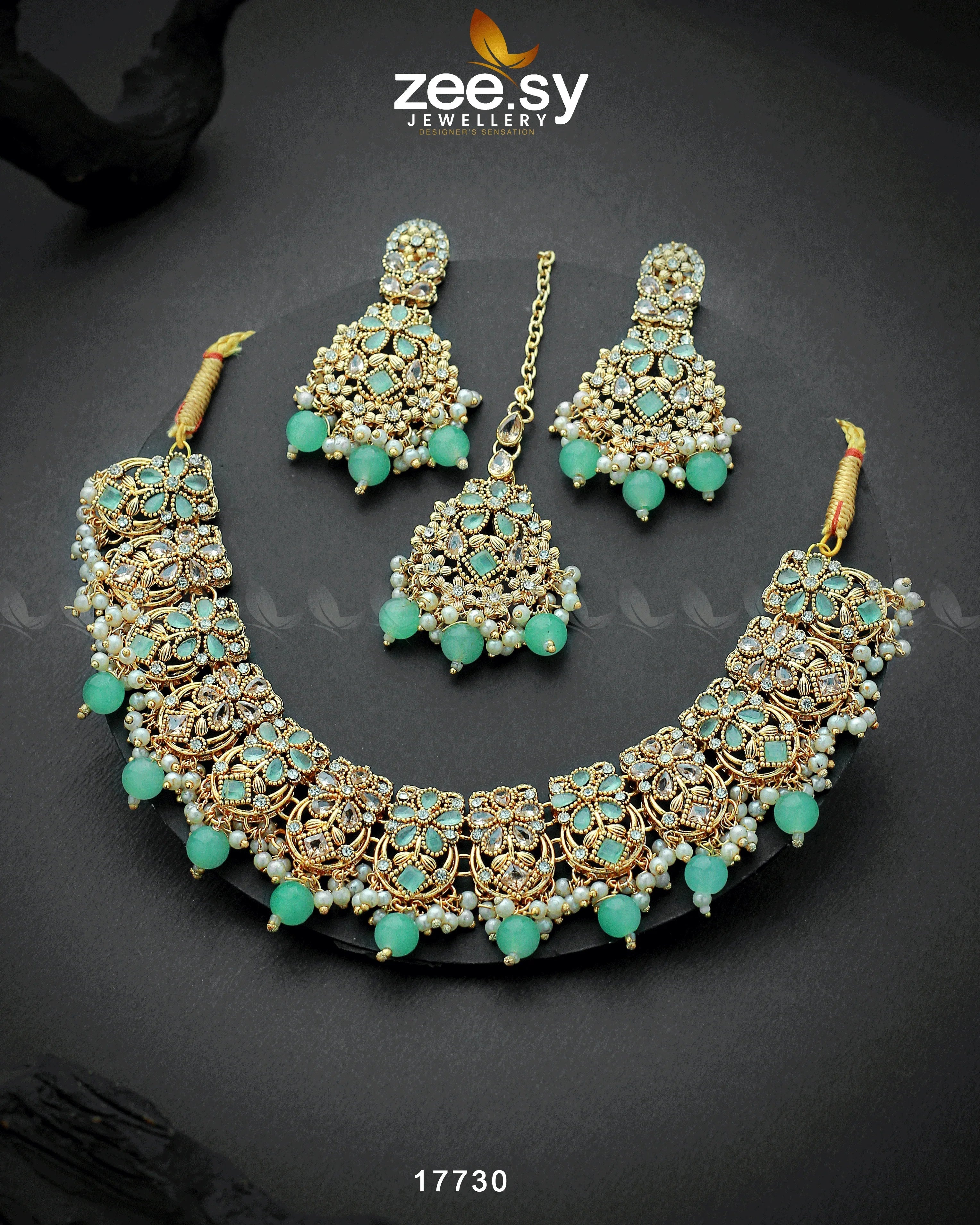Amaryllis Necklace Mint Green - Zeesy Jewellery