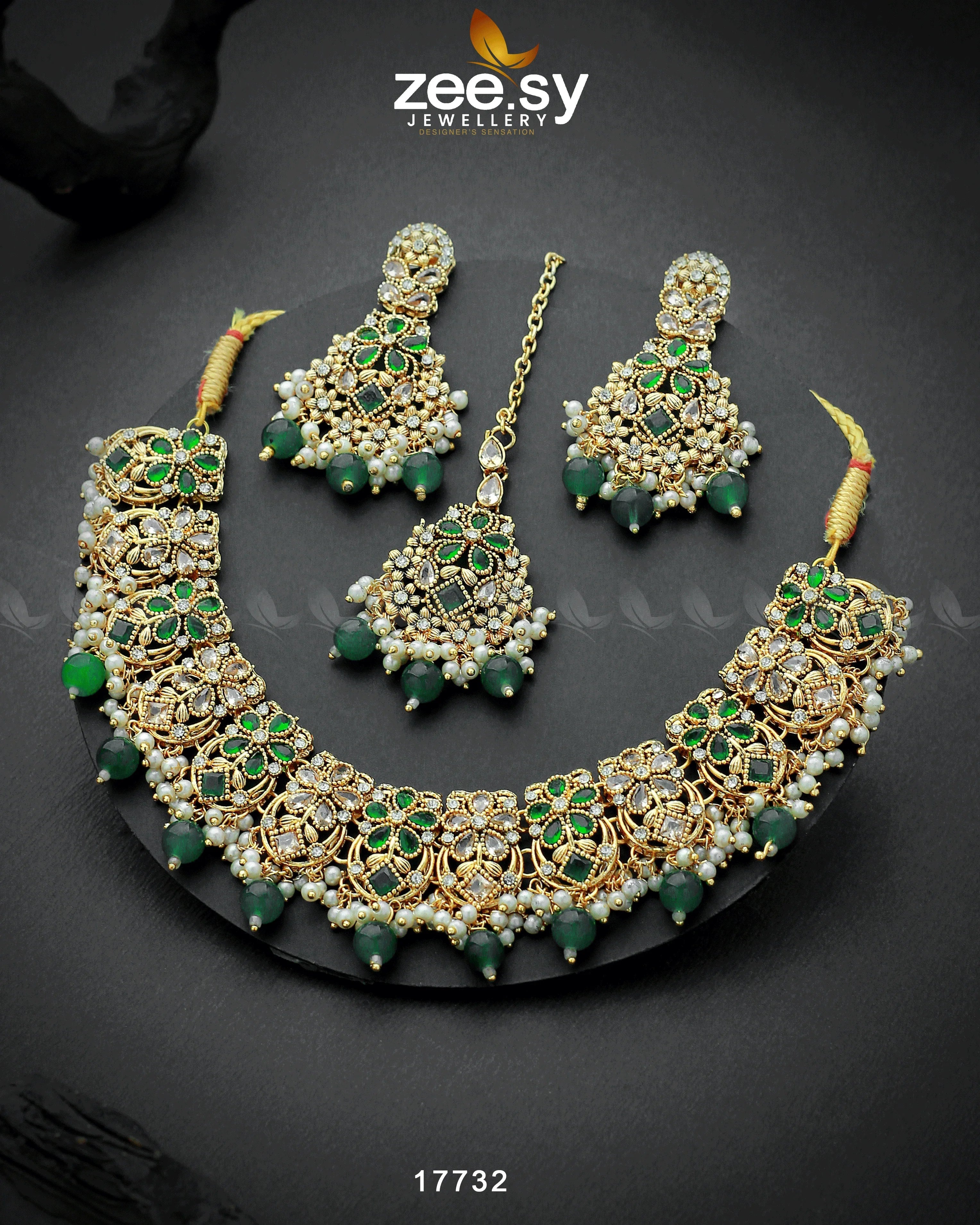 Amaryllis Necklace Green - Zeesy Jewellery