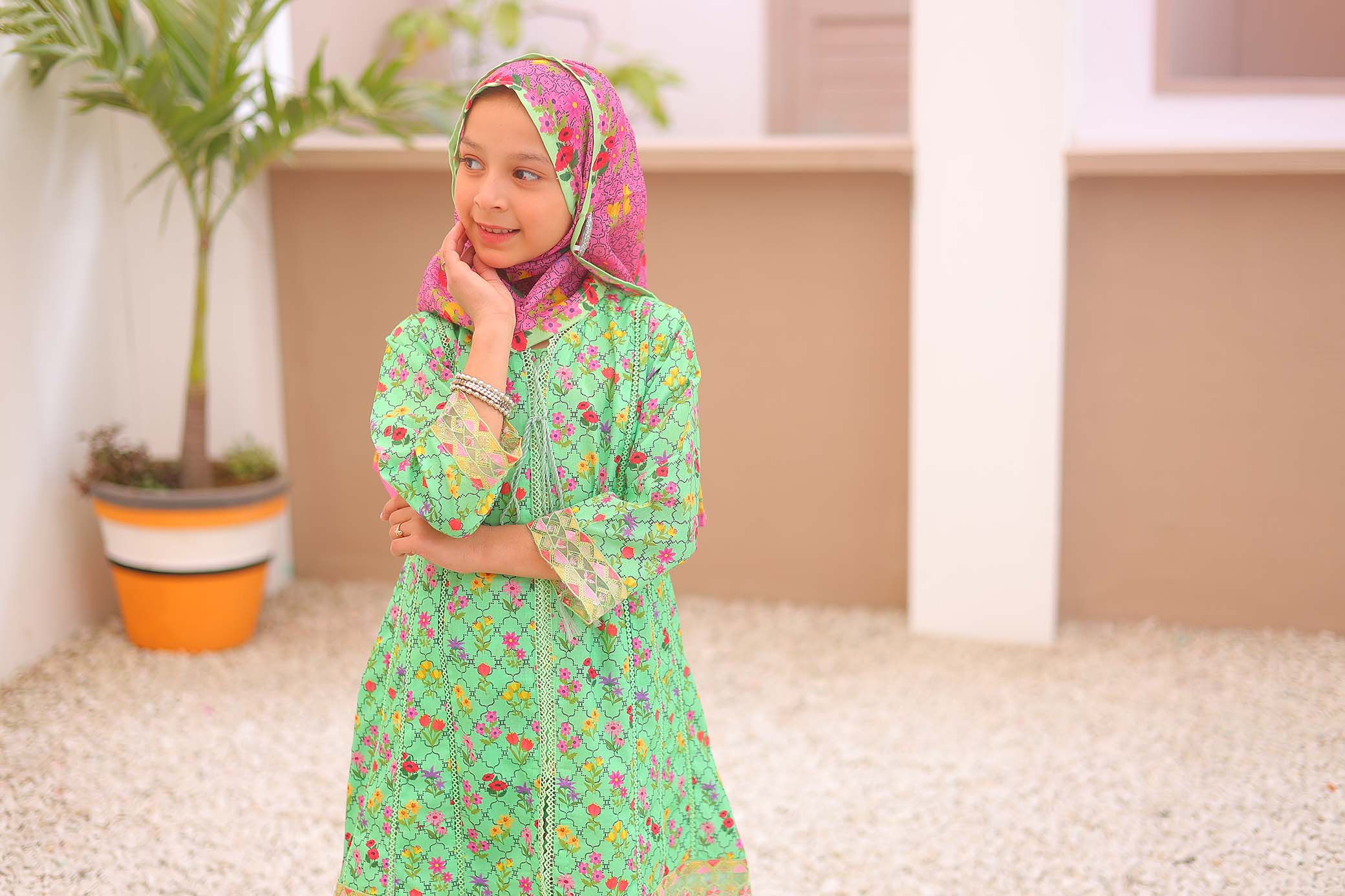 Girl embroidered stitched Kurta suits
