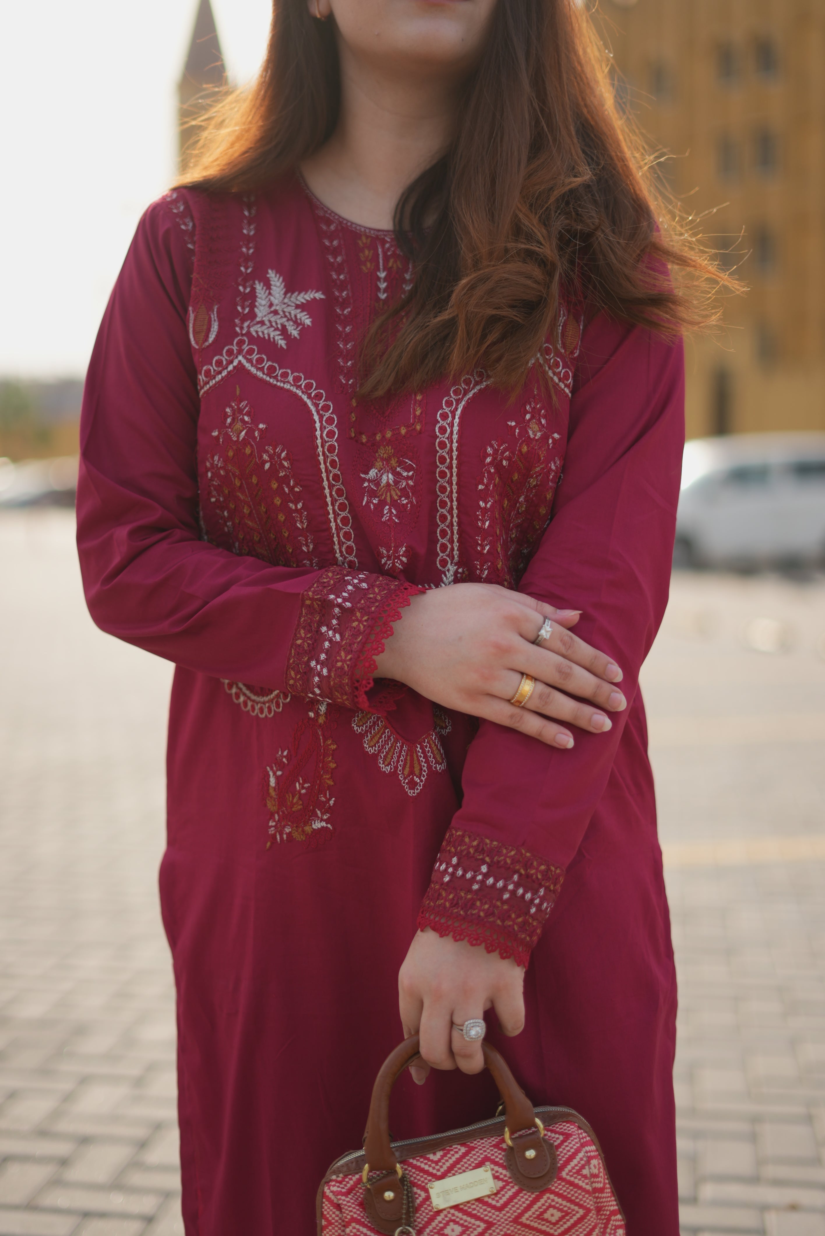 Mehr'e Eid By Qariney Stitched 2 Piece Lawn Collection'2025-Mystic Maroon