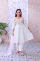 Khanak Kids White Short Frok-KST 039