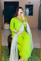Urban Cut 2 Piece Lawn Embellished  Co- Ord Set with Farshi Shalwar