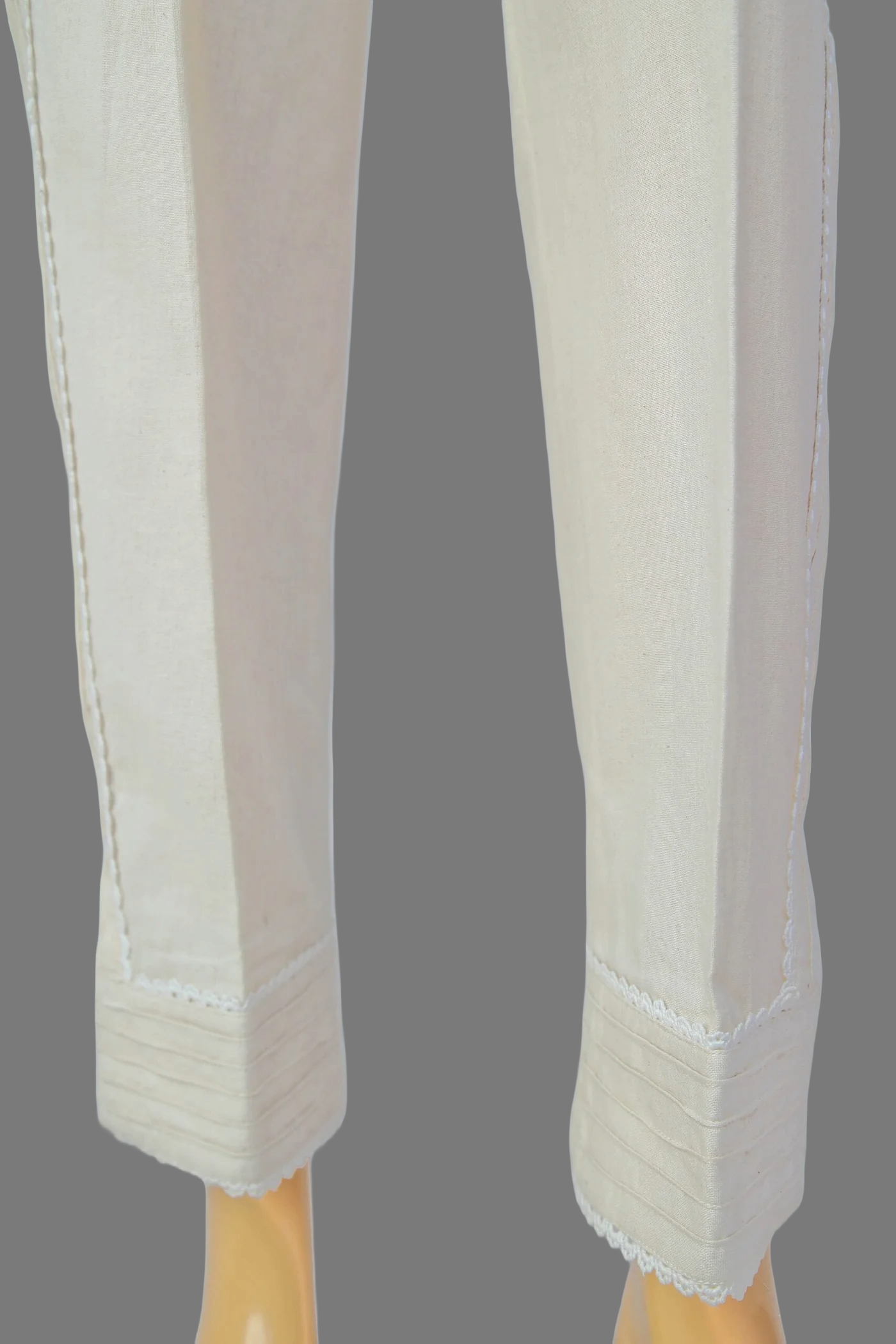 Urban Cut Linen Ivory Fabric  Stitched Trouser with embroidery laces   -  100% Cotton  - Pre Shrinked