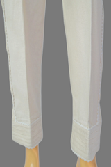 Urban Cut Linen Ivory Fabric  Stitched Trouser with embroidery laces   -  100% Cotton  - Pre Shrinked