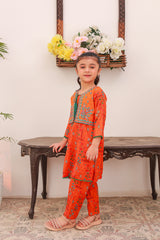 Khanak Kids Orange Koti Style Embroiders 2pcs Suit-KST 012