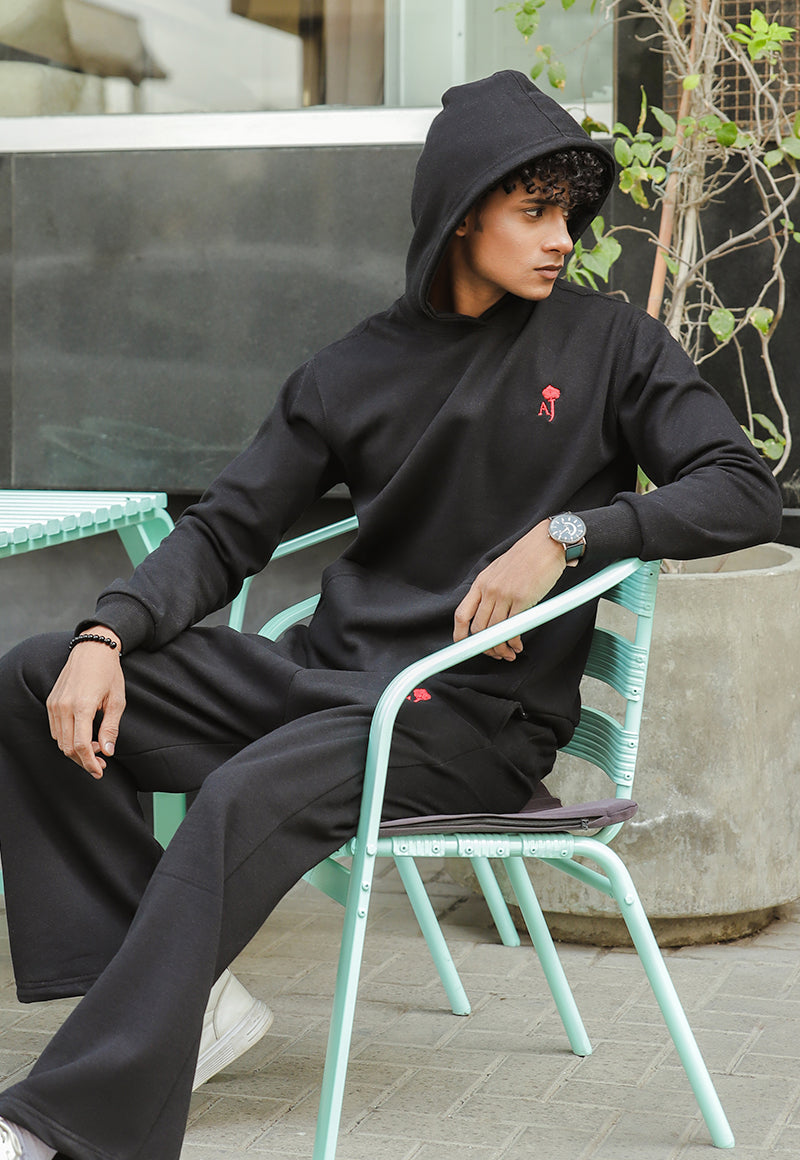 Asim Jofa  Western Essentials Ajwet-01 Unisex Black Hoodie 1 Pc