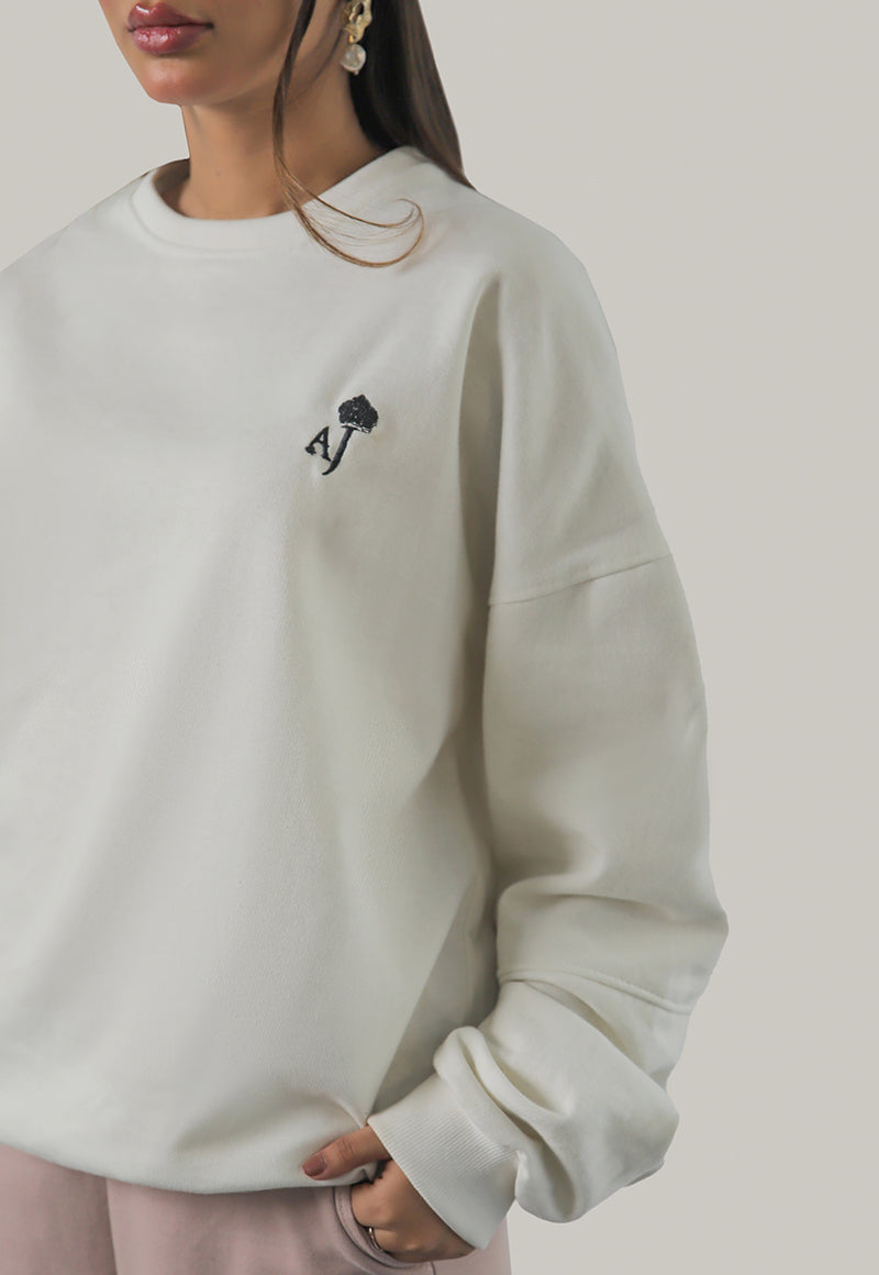 Asim Jofa  Western Essentials Ajwet-06 Unisex Off-White Oversized Sweater 1 Pc