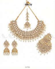 Imperial Malachite Gems Bridal Set Golden White - Zeesy Jewellery