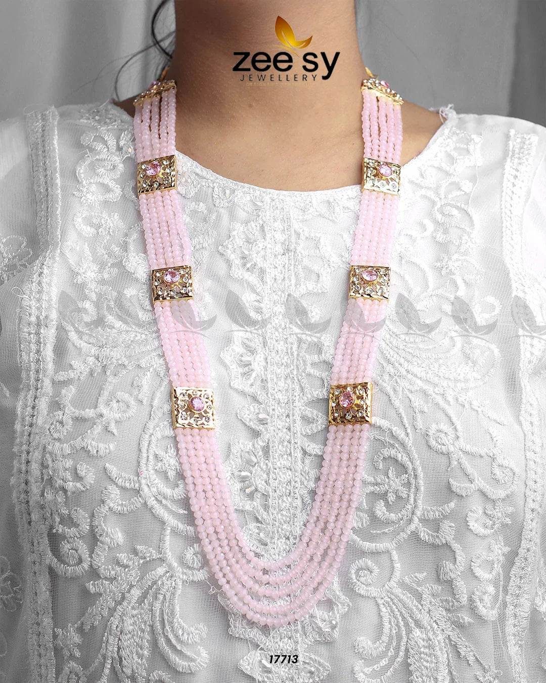 Initials Malla Necklace Pink - Zeesy Jewellery