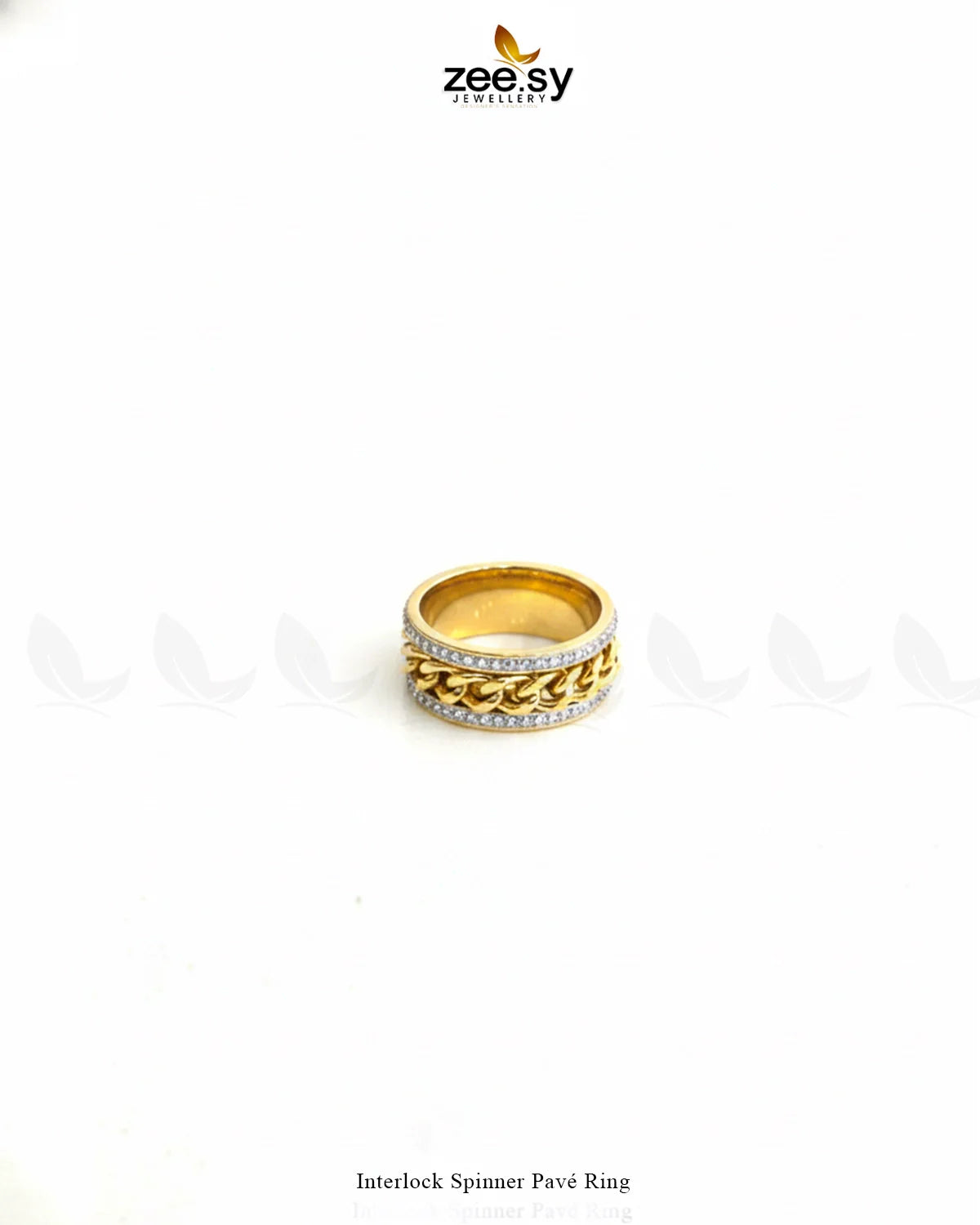 Interlock Spinner Pavé Ring - Zeesy Jewellery