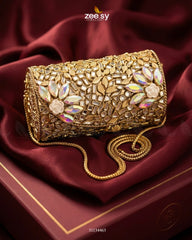 Zeesy-Iridescent Floral Mosaic Clutch Bag