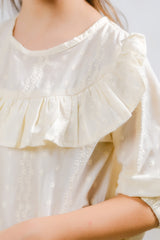 Sprinkles Stitched 1 Piece Summer Shirts Kids Collection'2025-Ivory Ruffle Blouse