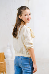 Sprinkles Stitched 1 Piece Summer Shirts Kids Collection'2025-Ivory Ruffle Blouse