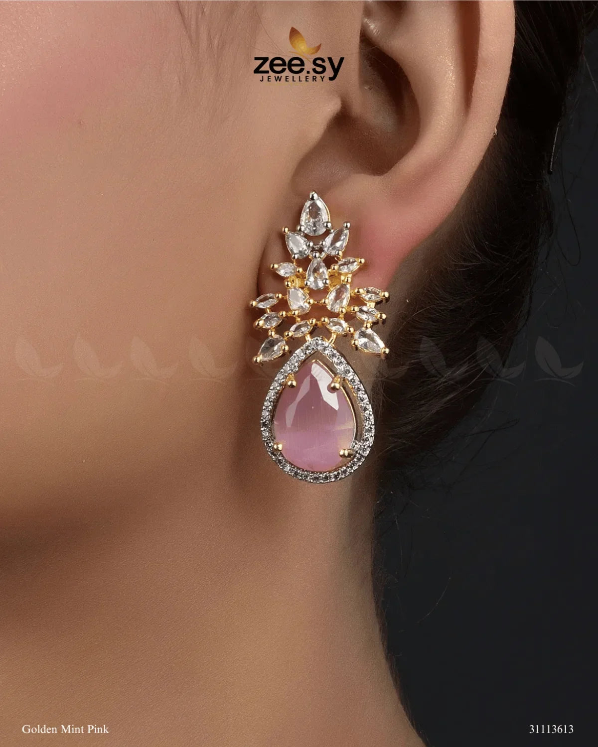 Ivy Earrings Golden Mint Pink - Zeesy Jewellery