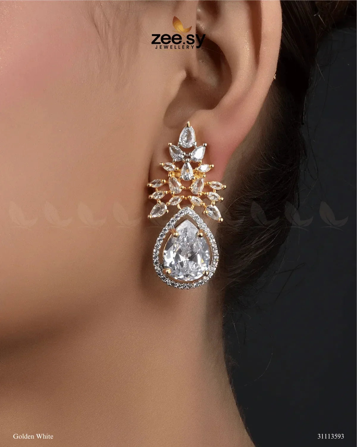 Ivy Earrings Golden White - Zeesy Jewellery