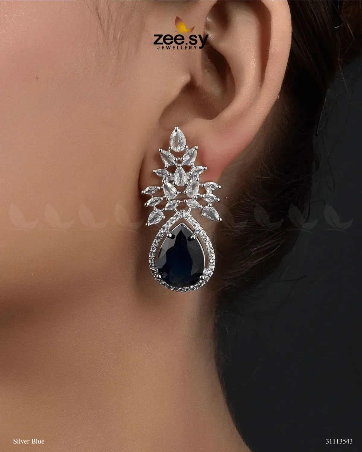 Ivy Earrings Silver Blue - Zeesy Jewellery