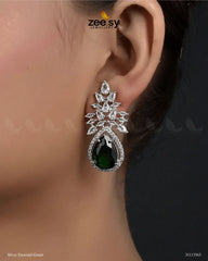 Ivy Earrings Silver Emerald Green - Zeesy Jewellery