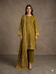 Abeera Exclusive Stitched 3 Piece Summer Jacquard Suit-J-10