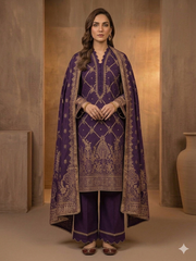 Abeera Exclusive Stitched 3 Piece Summer Jacquard Suit-J-03