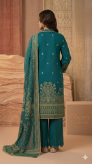 Abeera Exclusive Stitched 3 Piece Summer Jacquard Suit-J-02