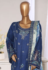 Bin Saeed Stitched 3 Piece Luxury Jacquard Suit-JAQ-2572 BLUE