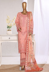Bin Saeed Stitched 3 Piece Luxury Jacquard Suit-JAQ-2573 PEACH
