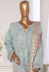 Bin Saeed Stitched 3 Piece Luxury Jacquard Suit-JAQ-2575 GREEN
