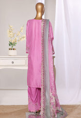 Bin Saeed Stitched 3 Piece Luxury Jacquard Suit-JAQ-2577 PINK