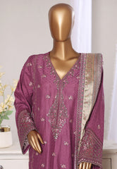 Bin Saeed Stitched 3 Piece Luxury Jacquard Suit-JAQ-2578 PURPLE