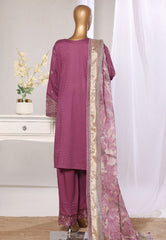 Bin Saeed Stitched 3 Piece Luxury Jacquard Suit-JAQ-2578 PURPLE