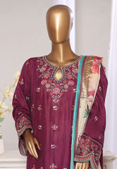 Bin Saeed Stitched 3 Piece Luxury Jacquard Suit-JAQ-2581 PURPLE