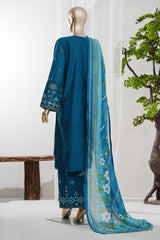 Bin Saeed Stitched 3 Piece Luxury Jacquard Vol-01 Suit-JAQ-2931-BLUE