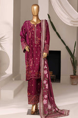 Bin Saeed Stitched 3 Piece Luxury Jacquard Vol-01 Suit-JAQ-2933-PURPLE