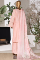 Bin Saeed Stitched 3 Piece Luxury Emb Jacquard Suit-JAQ-3219-PEACH