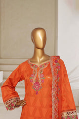 Sada Bahar Stitched 3 Piece Luxury Jacquard Suit-JC-5-Rust