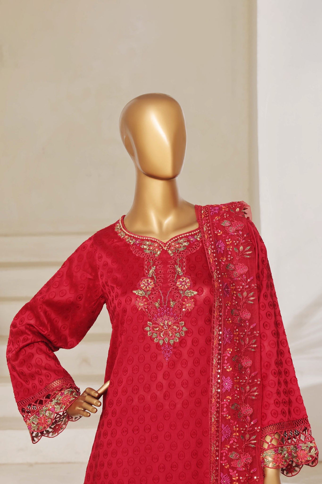 Sada Bahar Stitched 3 Piece Luxury Jacquard Collection'2025-JC-6-Maroon